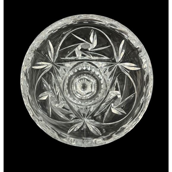 Vase Thick Pressed Glass Trumpet Pinwheel Design 8.5" Footed Heavy Home Decor - Picture 3 of 12